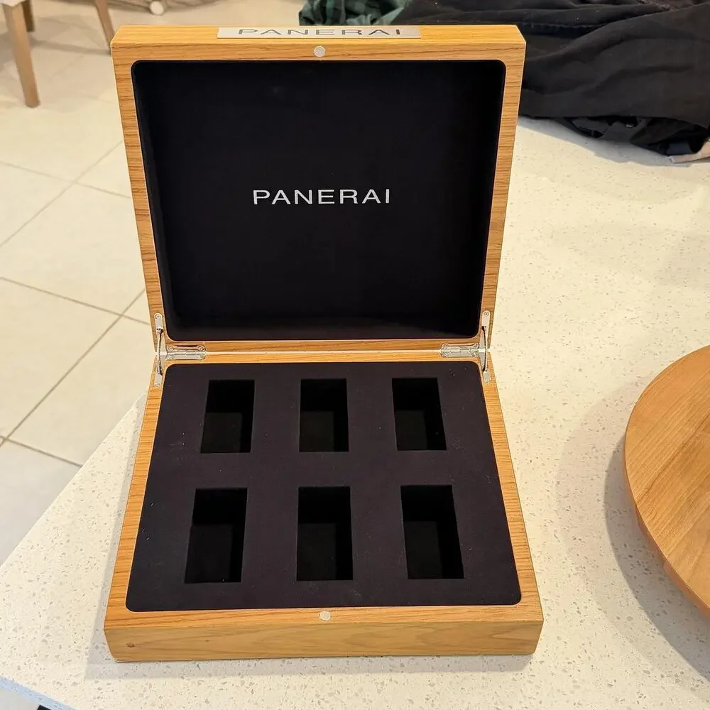 Panerai Brown Wood 6 Watches Display Presentation Storage Box Case Velvet Luxury